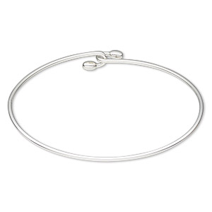 Bracelet, bangle, sterling silver, 1.5mm wide, 7-1/2 inches with hook style lock. Sold individually.