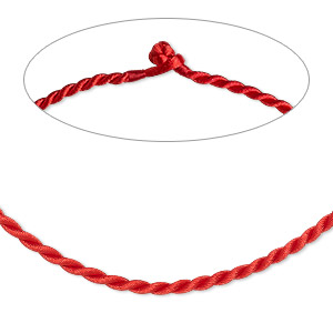 Red 5mm Twisted Rayon Satin Rope Silk Braid Cord 3 Ply Twist 1