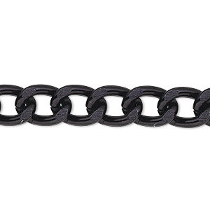 Chain, anodized aluminum, black, 8mm curb. Sold per pkg of 5 feet ...