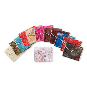 Pouch, brocade, assorted floral, 4-3/4 x 4 inches.  Pkg of 12.