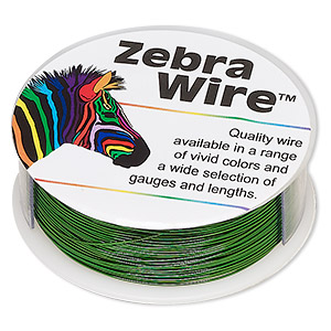 Wire, Zebra Wire&#153;, color-coated copper, green, round, 26 gauge. Sold per 1/4 pound spool, approximately 115 yards.