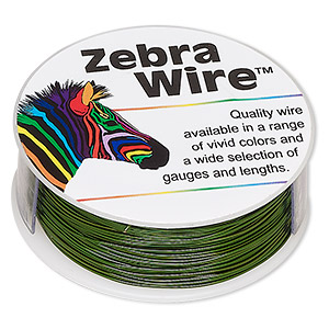 Wire, Zebra Wire&#153;, color-coated copper, green, round, 24 gauge. Sold per 1/4 pound spool, approximately 71 yards.