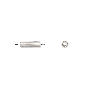 Cord coil, silver-plated brass, 10x3mm with 2mm inside diameter. Sold per pkg of 100.