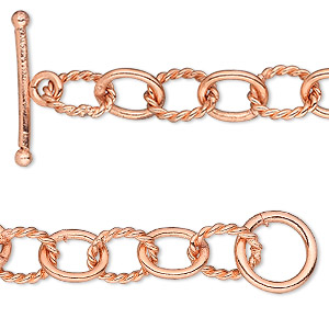 Chain, copper-plated copper, 6mm twisted oval cable, 7 inches with toggle clasp. Sold individually.