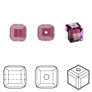 Bead, Crystal Passions&reg;, amethyst, 8mm faceted cube (5601). Sold per pkg of 48.