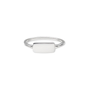 Ring, sterling silver, 1.5mm wide band with 10x5mm blank plate, size 7. Sold individually.