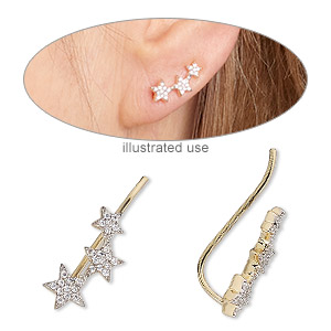 Ear Climbers Sterling Silver Gold Colored