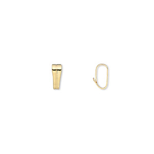 Bail, pendant, gold-plated brass, 7x3mm. Sold per pkg of 100.