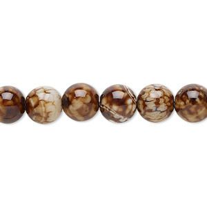 Bead, chocolate crackle agate (dyed / heated), 8mm hand-cut round, B grade, Mohs hardness 6-1/2 to 7. Sold per 8-inch strand.