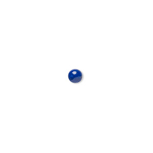 Cabochon, lapis lazuli (natural), 4mm calibrated round, A- grade, Mohs hardness 5 to 6. Sold per pkg of 10.