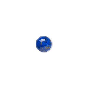 Cabochon, lapis lazuli (natural), 8mm calibrated round, A- grade, Mohs hardness 5 to 6. Sold per pkg of 6.