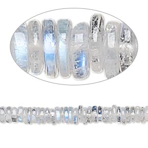Bead, rainbow moonstone (natural), 4x1mm-6x2mm hand-cut rondelle, C grade, Mohs hardness 6 to 6-1/2. Sold per 8-inch strand, approximately 100-150 beads.