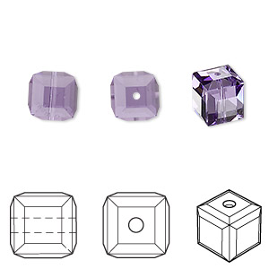 Bead, Crystal Passions&reg;, tanzanite, 8mm faceted cube (5601). Sold per pkg of 48.