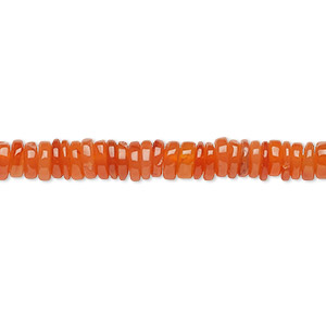 Bead, carnelian (dyed / heated), 4x1mm-6x2mm hand-cut rondelle, B grade, Mohs hardness 6-1/2 to 7. Sold per 8-inch strand, approximately 100-150 beads.