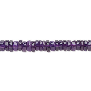 Bead, amethyst (natural), 4x1mm-6x2mm hand-cut rondelle, B grade, Mohs hardness 7. Sold per 8-inch strand, approximately 100-150 beads.