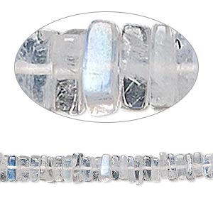 Bead, rainbow moonstone (natural), 4x1mm-6x2mm hand-cut square rondelle, B grade, Mohs hardness 6 to 6-1/2. Sold per 8-inch strand, approximately 95-150 beads.