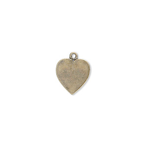 Charm, antique gold-plated brass, 11x10mm heart. Sold per pkg of 10.