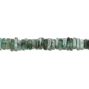 Bead, emerald (oiled), 4x1mm-6x2mm hand-cut square rondelle, C- grade, Mohs hardness 7-1/2 to 8. Sold per 8-inch strand, approximately 95-150 beads.