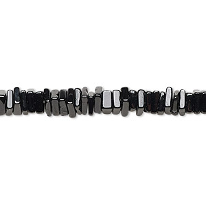 Bead, black spinel (natural), 4x1mm-6x2mm hand-cut square rondelle, B grade, Mohs hardness 8. Sold per 8-inch strand, approximately 95-150 beads.
