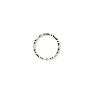 Split ring, imitation nickel-finished steel, 12mm round. Sold per pkg ...