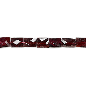 Bead, garnet (dyed), 5x4mm-7x6mm hand-cut faceted rectangle, B grade, Mohs hardness 7 to 7-1/2. Sold per 15-1/2&quot; to 16&quot; strand.