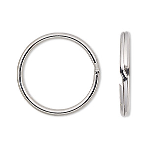 Split ring, imitation nickel-finished steel, 28mm round with 24mm