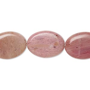 Bead, rhodonite (natural), dark, 18x13mm flat oval, B grade, Mohs hardness 5-1/2 to 6-1/2. Sold per 8-inch strand, approximately 10 beads.