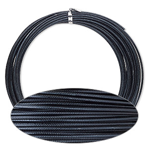 Wire, anodized aluminum, black, textured round with crosshatch pattern, 12 gauge. Sold per pkg of 45 feet.