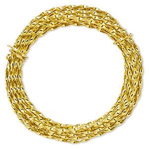 Wire, anodized aluminum, gold, 3mm twisted, 16 gauge. Sold per pkg of 10 meters.