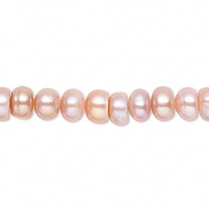 Pearl, cultured freshwater, mauve, 6-8mm button, D grade, Mohs hardness 2-1/2 to 4. Sold per 16-inch strand.