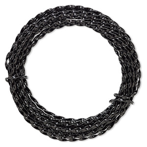 Wire, anodized aluminum, black, 3mm twisted, 16 gauge. Sold per pkg of 10 meters.