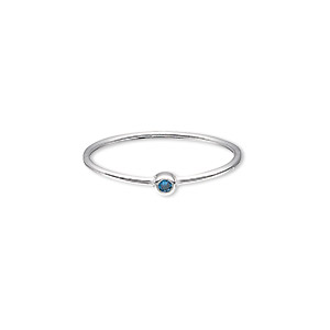 Ring, Create Compliments&reg;, cubic zirconia and sterling silver, sky blue topaz, 3mm wide, size 9. Sold individually.