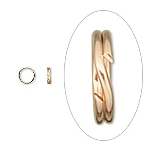 Split ring, 14Kt gold-filled, 4.85mm round, 0.04-inches thick. Sold per pkg of 10.