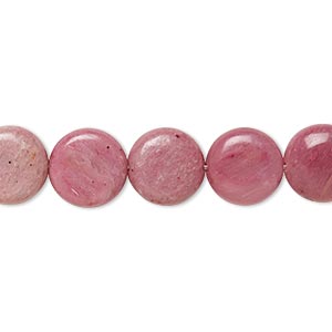 Bead, rhodonite (natural), dark, 11mm flat round, B grade, Mohs hardness 5-1/2 to 6-1/2. Sold per 8-inch strand, approximately 20 beads.