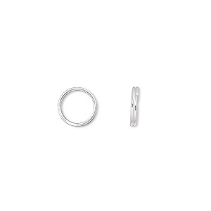 Split ring, sterling silver, 8mm round, 0.06-inches thick. Sold per pkg of 10.