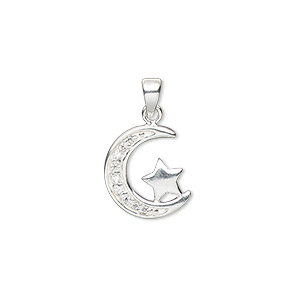 Sterling Silver Crescent Moon necklace Celestial jewelry cubic zirconia pendant