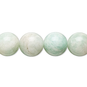 Bead, mint green amazonite (natural), 12mm round, B grade, Mohs hardness 6 to 6-1/2. Sold per 16-inch strand.