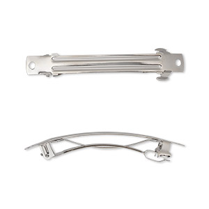 Barrette, nickel-plated steel, 76x9mm with 2 holes. Sold per pkg of 10.