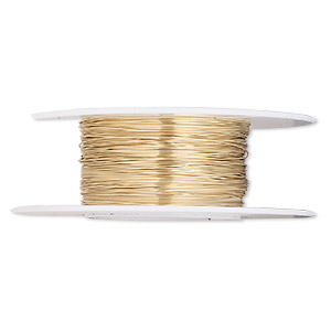 Wire, 12Kt gold-filled, half-hard, round, 28 gauge. Sold per 1/4 ounce spool.