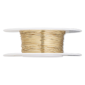 Wire, 12Kt gold-filled, half-hard, round, 30 gauge. Sold per 1/4 ounce spool.