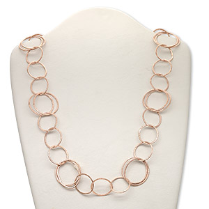 Chain, copper, 31mm brushed round cable, 36 inches with hook clasp. Sold individually.