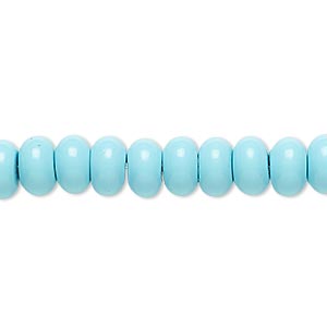 Bead, &quot;turquoise&quot; (resin) (imitation), blue, 8x5mm rondelle. Sold per 8-inch strand, approximately 40 beads.