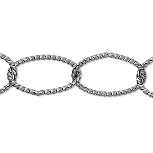 Chain, gunmetal-plated brass, 14mm twisted oval cable. Sold per pkg of 5 feet.