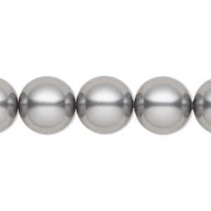 Pearl, Crystal Passions&reg;, grey, 12mm round (5810). Sold per pkg of 10.