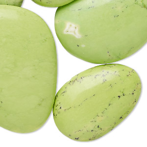 Cabochon mix, magnesite (dyed / stabilized), apple green, 26x22mm-41x29mm non-calibrated mixed shape with matrix, C grade, Mohs hardness 3-1/2 to 4. Sold per 100-gram pkg, approximately 5-15 cabochons.