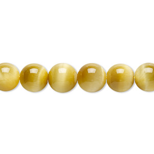 Bead, honey tigereye (natural), 8mm round, B grade, Mohs hardness 7. Sold per 8-inch strand, approximately 25 beads.