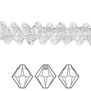 Drop, Crystal Passions&reg;, crystal clear, 6mm faceted bicone pendant (6328). Sold per pkg of 12.