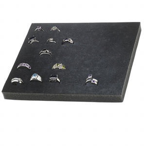 Display insert, ring, foam, black, 7-3/4 x 6-3/4 x 3/4 inches with 30 slots, fits standard half tray. Sold individually.