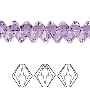 Drop, Crystal Passions&reg;, violet, 6mm faceted bicone pendant (6328). Sold per pkg of 12.