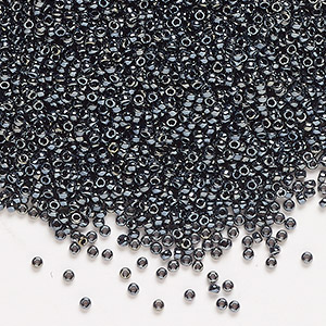 Seed bead, Miyuki, glass, opaque gunmetal, (RR451), #15 rocaille